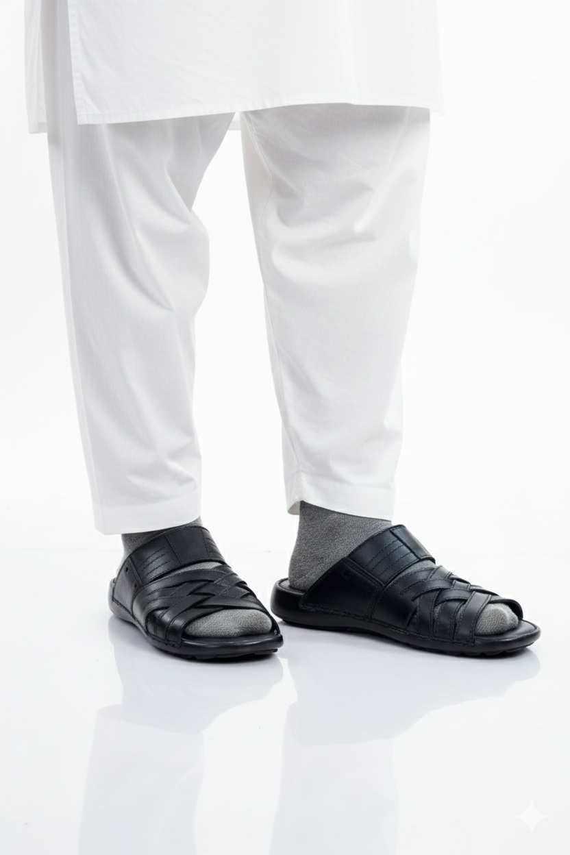 Noir Weave Comfort Slip Leather-Ons Softi Po Sole black 2227