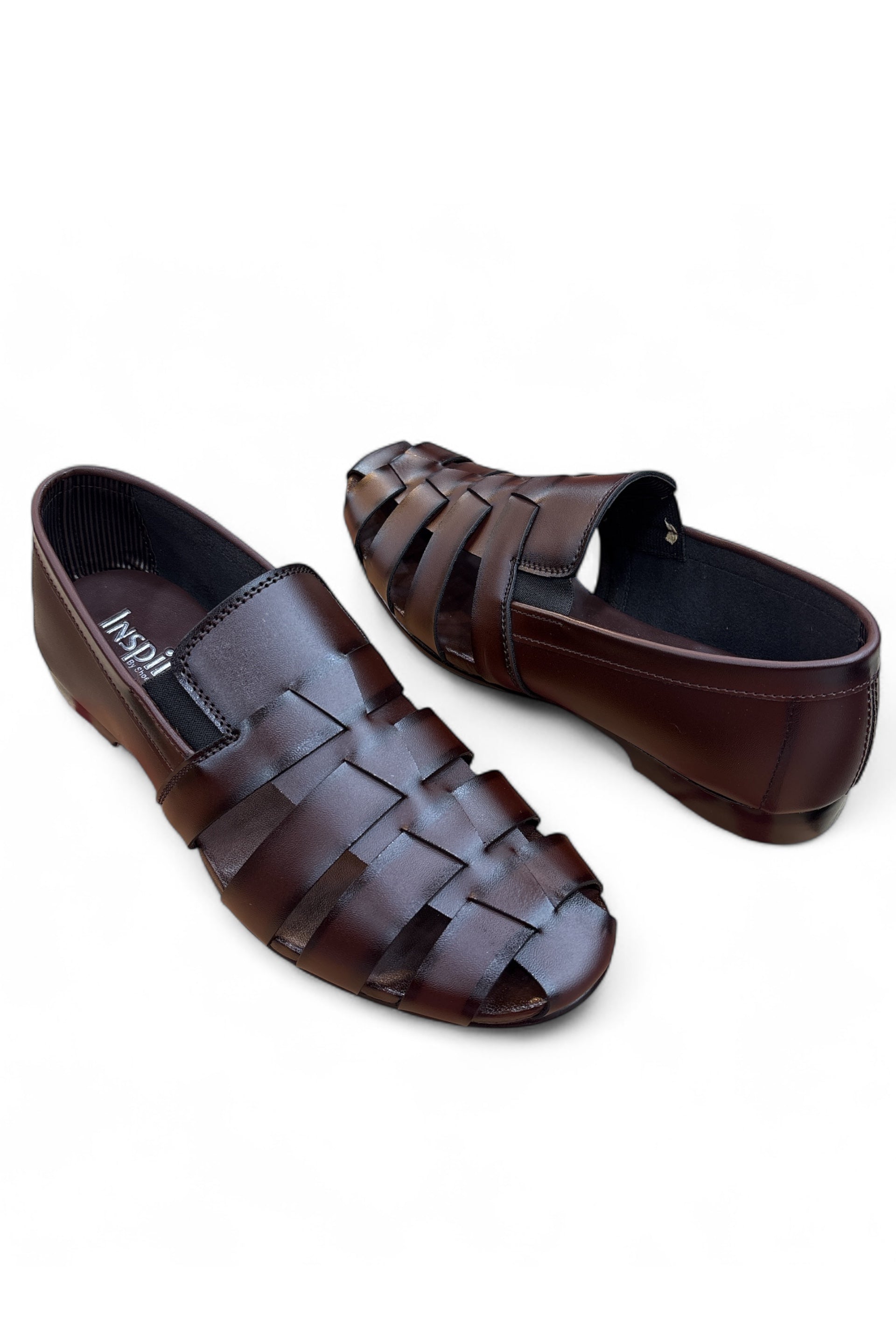 Zarif Weave” Closed-Toe men's Sandal Brown 3205