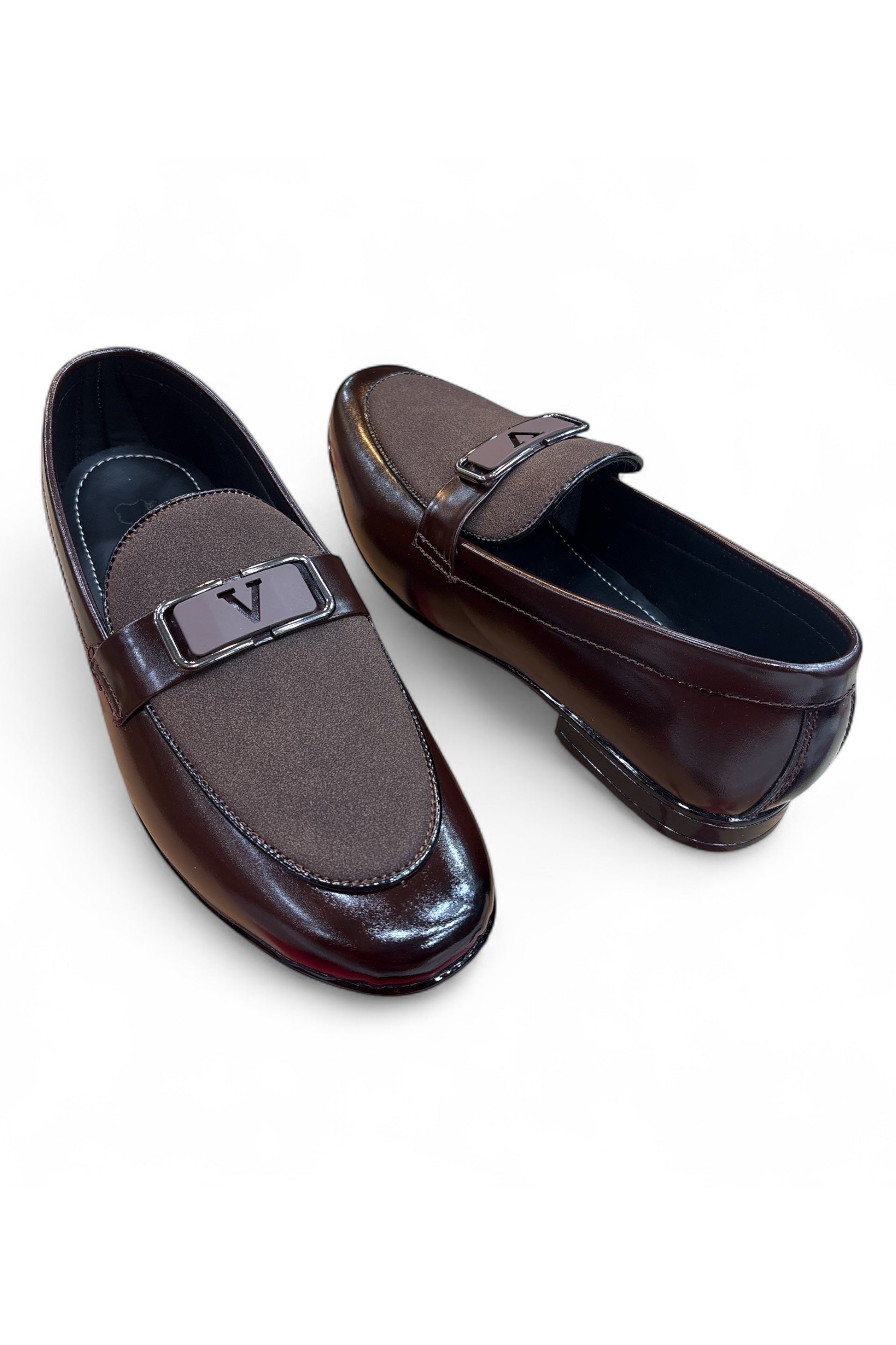 Valentino V-Buckle Loafers Men Brown