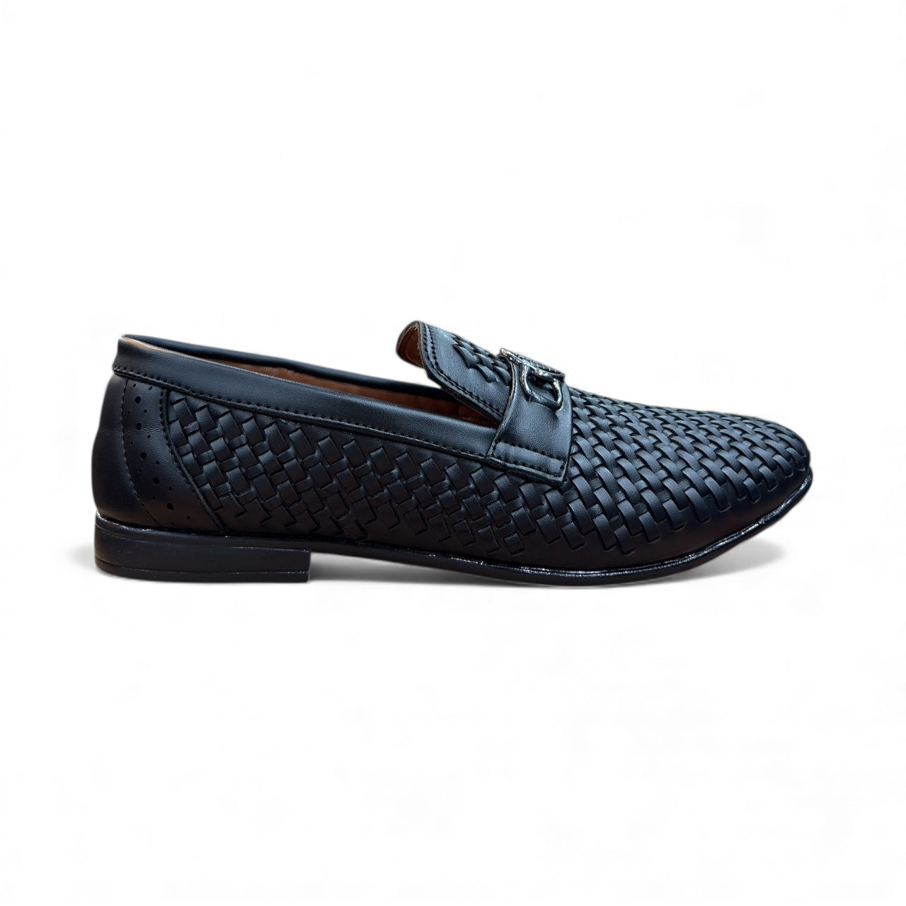 Valente Nero” Woven Emblem Loafer B ack 3011