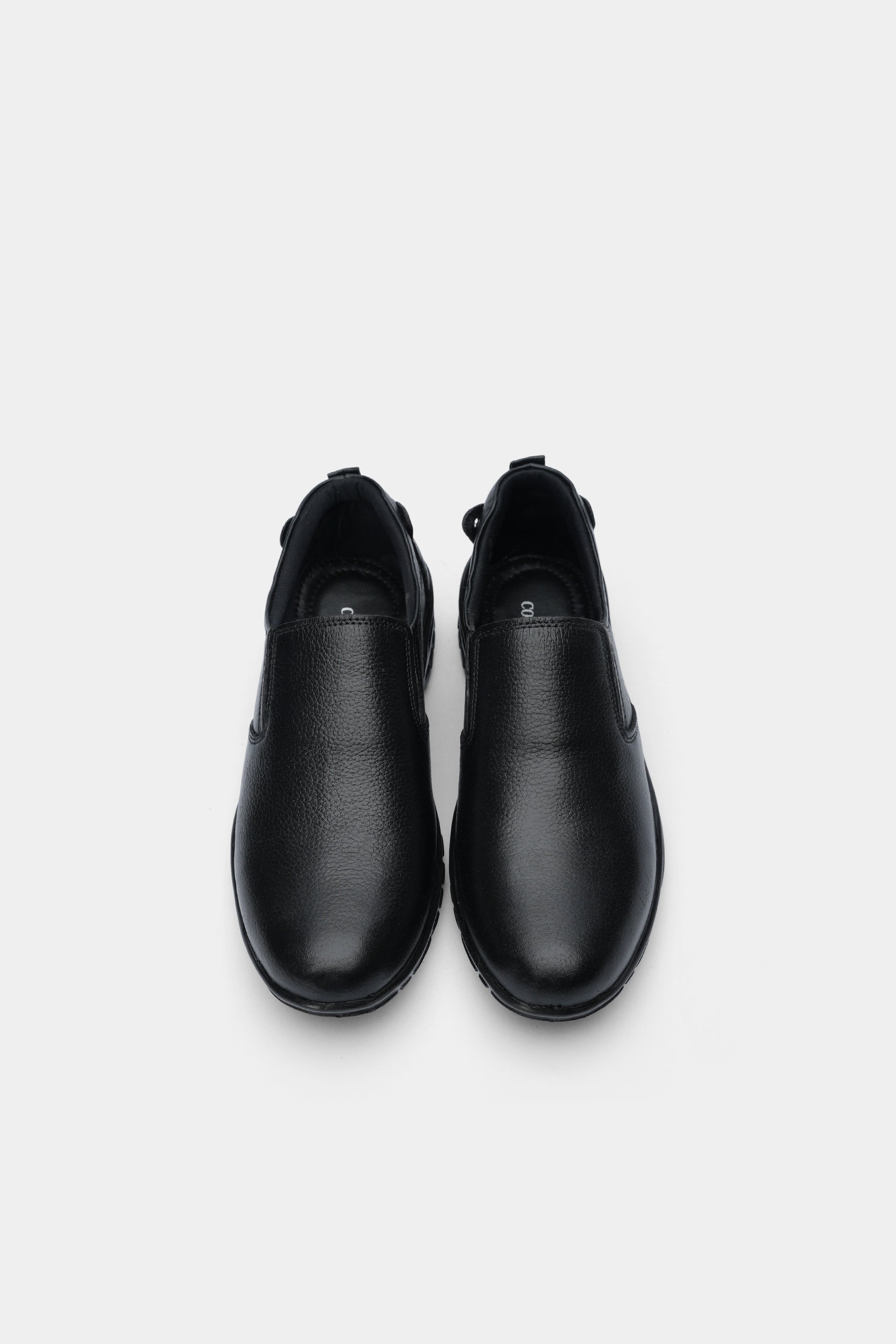 Men's Textured Leather PO Sole Comfort Slip-On Loafers - Black 3202