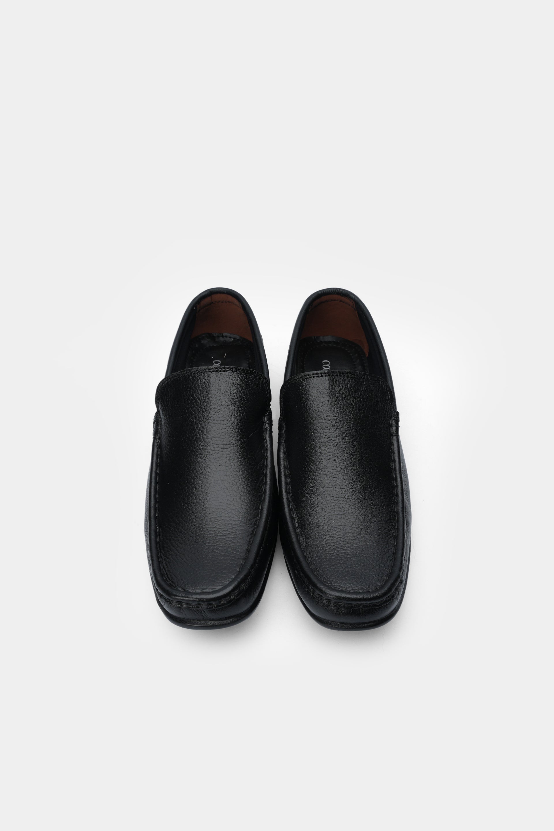 Men's Classic Black Leather Po Sole Loafers  - 3019