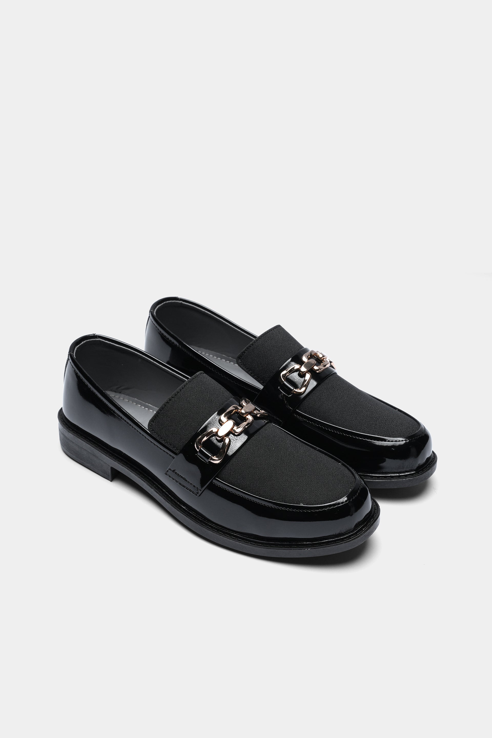 Glossy black loafers with a low heel Article 2631