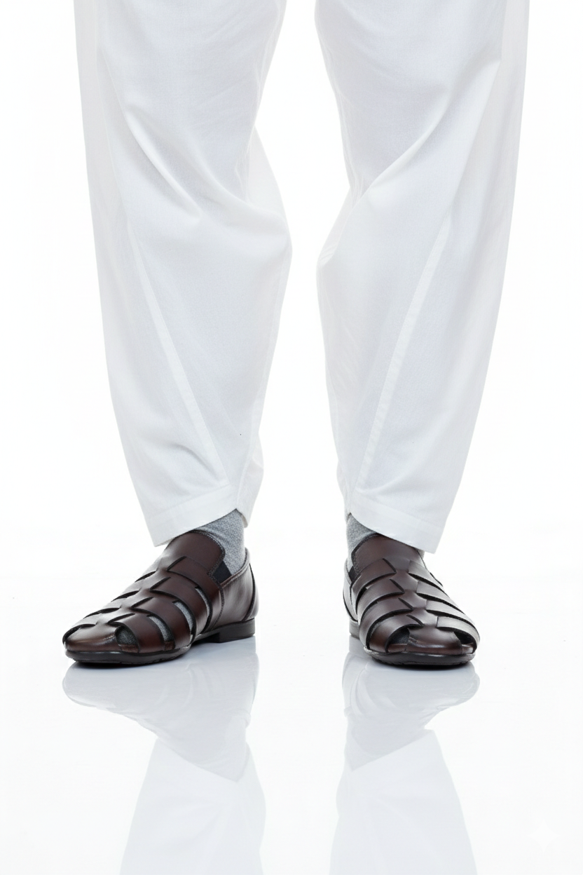 Zarif Weave” Closed-Toe men's Sandal Brown 3205