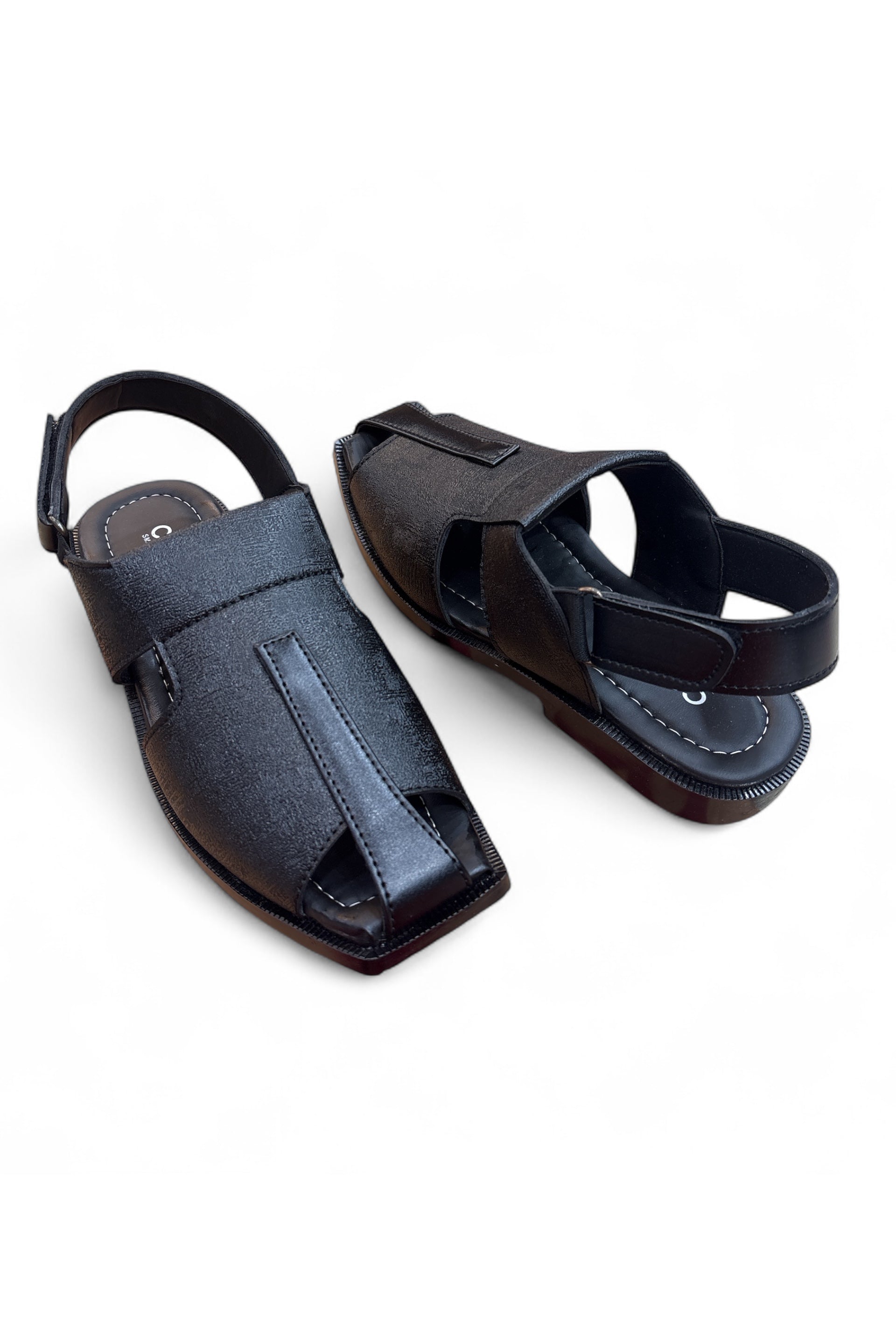 Zarqash Black V-Cut Peshawari Chappal Black