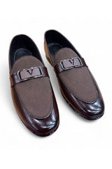Valentino V-Buckle Loafers Men Brown